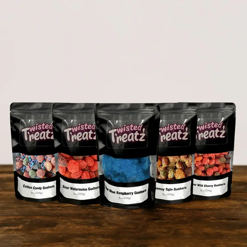 Mixed Gushers Candy Pack Sour Blue Raspberry Gushers Sour Watermelon Gushers Sour Wild Cherry Gushers Cotton Candy Gushers Chamoy Tajin Gushers (8oz) - (Choose Your Flavor Variation 1 Pack)