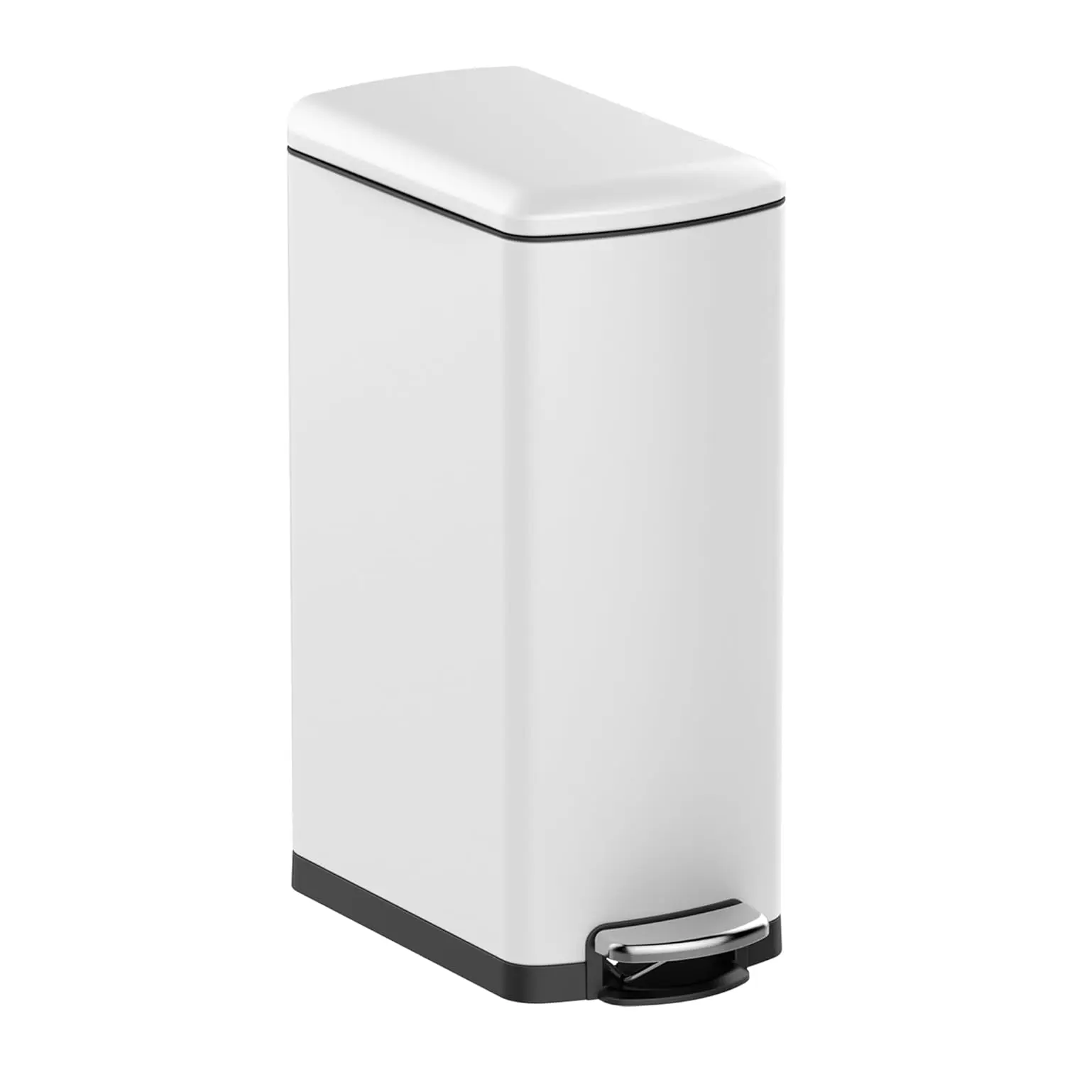 Gaomon 8-Gallon Slim Stainless Steel Home Trash Can - Tall Rectangular, Space-Saving, Soft-Close Step Pedal, Removable Inner Bucket, Easy-Clean Lidded Waste & Recycling Bin for Modern Homes