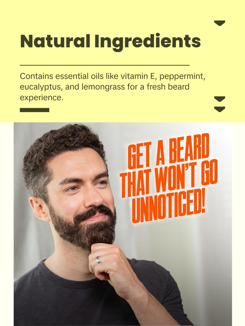 Beard Care Kit, Biotin Fortified Shampoo & Conditioner with Caffeine, 2 4-Oz Bottles, Promotes Healthy Beard Growth & Boost Serum Hair Care Comfort