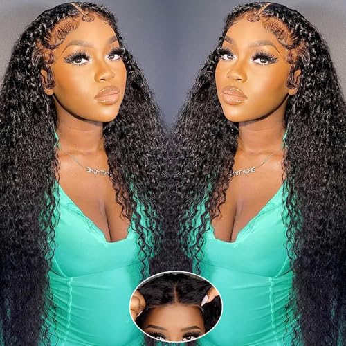 5x5 Glueless Wigs Human Hair Pre Plucked Pre Cut Water Wave 5x5 HD Lace Closure Wigs Human Hair Curly Human Hair Wig 180% Density Wear And Go Glueless Wig