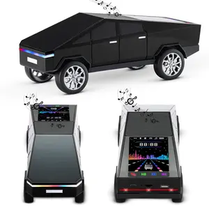 WS-580 Mini Car Bluetooth Speaker, Cybertruck Design, Portable Wireless Stereo, Supports USB/TF/FM, TWS Pairing, LED Party Lights, Compact & Rechargeable – For Home, Office, Travel, Car Decoration