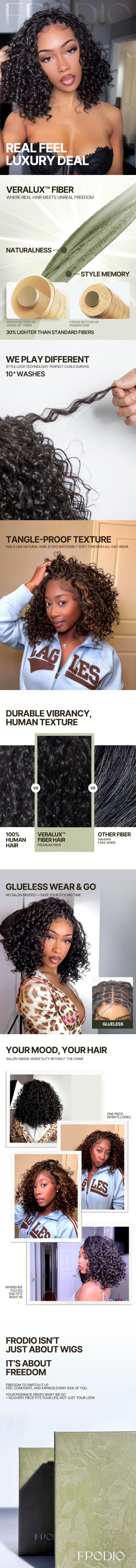 Frodio Veralux™ 13x6 HD Lace Wig Glueless Wear & Go 12” Boho Braids Water Wave Pre-Cut Lace Wig – Premium Fiber, Beginner Friendly Valentine's Day