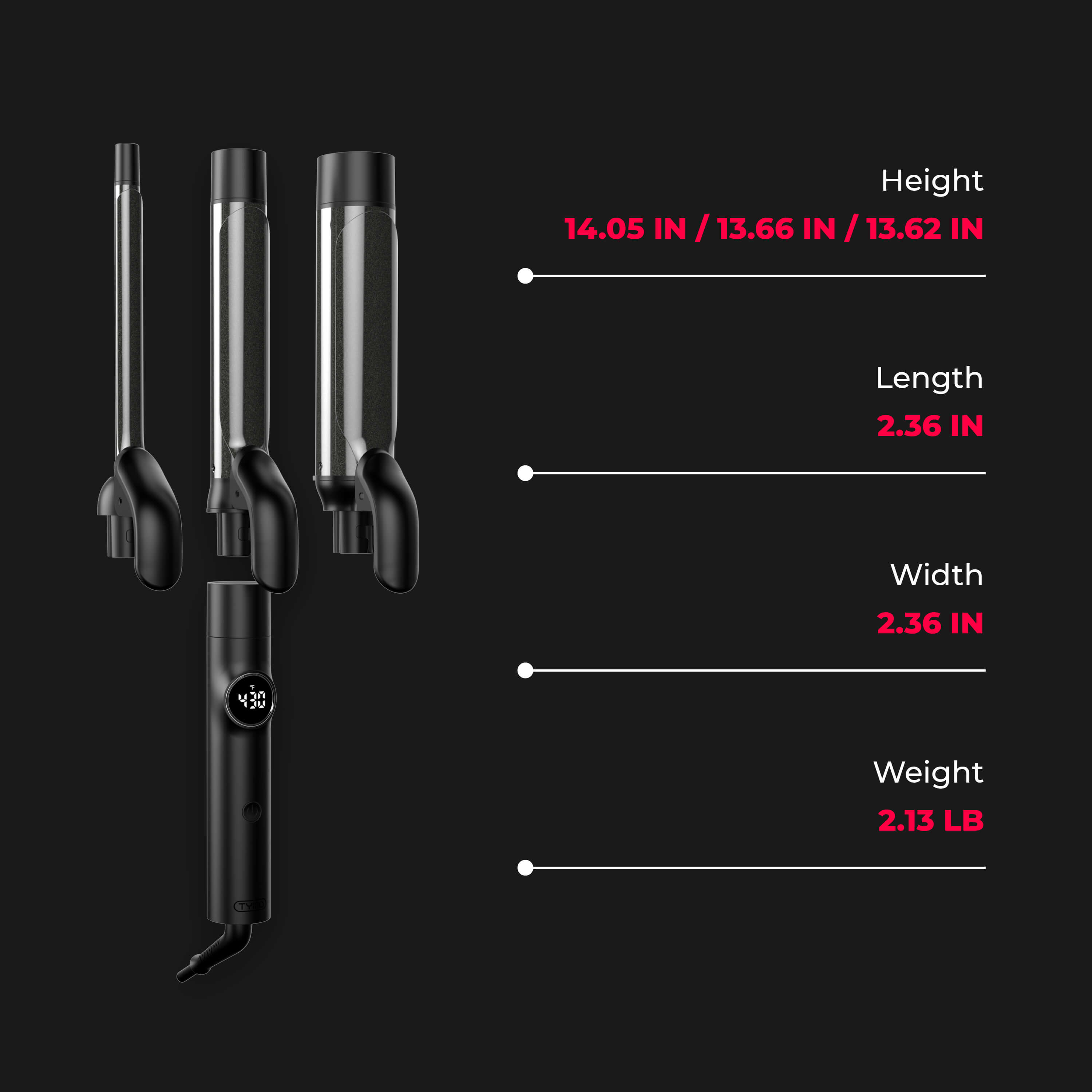 【Live Only】TYMO CUES - Curling Iron Set Professional Ionic Curling Wand for Travel, 3 in 1 Ceramic Hair Curler 1/2, 1, 1 1/2 Inch, Fast Heating, 5 Temps & Dual Voltage for Shiny Defined Curls to Beach Waves