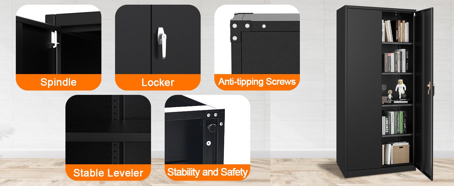 【GARVEE】71" H Metal Storage Cabinet with Lock, Steel Tool Cabinet with 4 Adjustable Shelves and 4 Adjustable Feet, Storage Organization for Home/Garage/Office/Shop 【GARVEE】71" H Metal Storage Cabinet with Lock, Steel Tool Cabinet with 4 Adjustable Shelves and 4 Adjustable Feet, Storage Organization for Home/Garage/Office/Shop