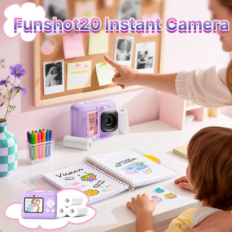Instant Print Camera for Kids, HD Digital Camera, Christmas Birthday Gifts for Kids, AI Printer, Portable Toy Camera with 32GB SD Card & 3 Rolls Printing Paper, HolidayHaul