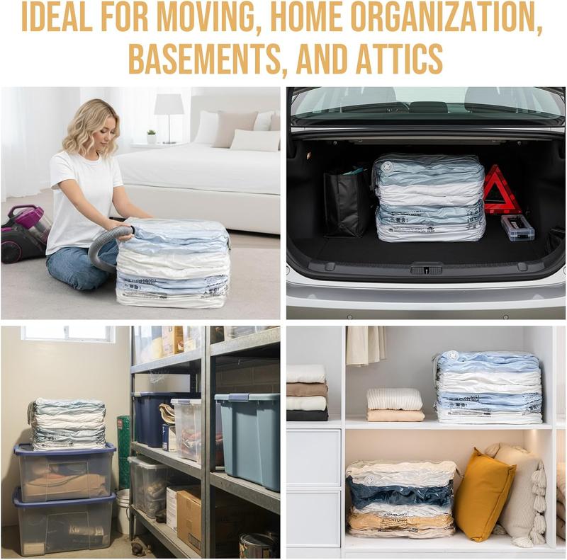 TAILI Extra Large Vacuum Storage Bag 4-6 Pack for Clothes Beddings, Space Saver, Space Saver Bag, Compression Bag , Vacuum Sealer Bag for Comforters Blankets Duvet, Closet Organizer