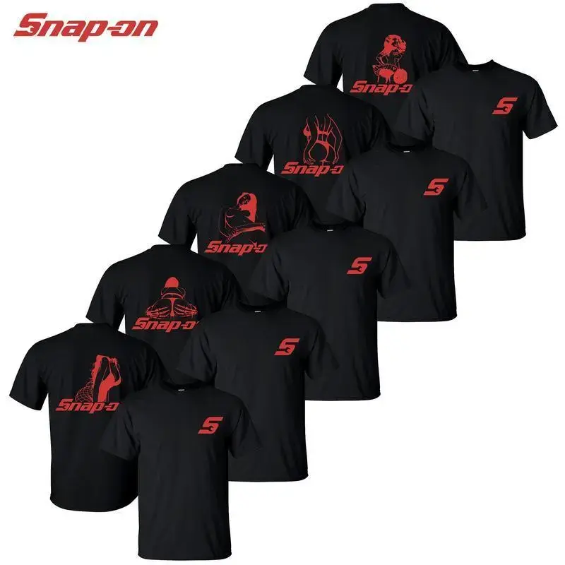 Snap-on Tools Double-Sided Graphic T-Shirt for Men, 100% Cotton Crew Neck Mechanic Garage Tee, Classic USA Workwear Gift