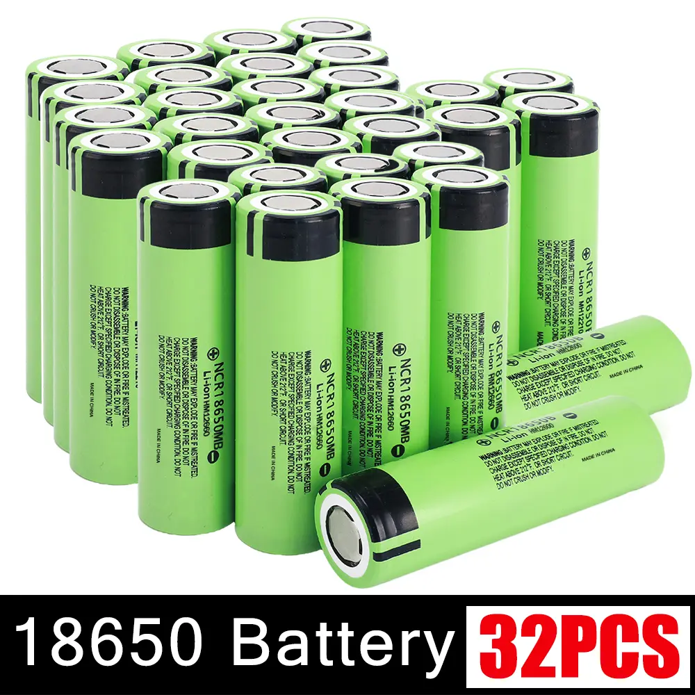 32-Piece 18650 Lithium Batteries - 3500mAh 3.6V Flat Head Rechargeable Tested Cells for Mobile Phone & Electronics Charging Accessories
