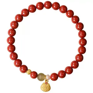 Pure natural mineral red cinnabar bracelet—anxiety relief, evil-warding, sleep aid