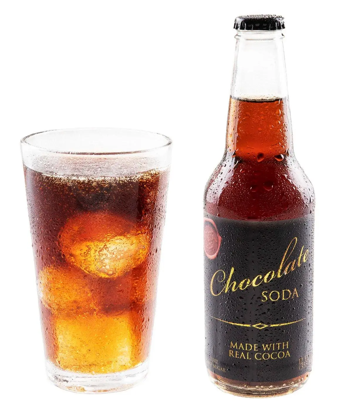 Chocolate Soda Pop - Fizzy Beverage Soft Drink with Real Cocoa & Pure Cane Sugar