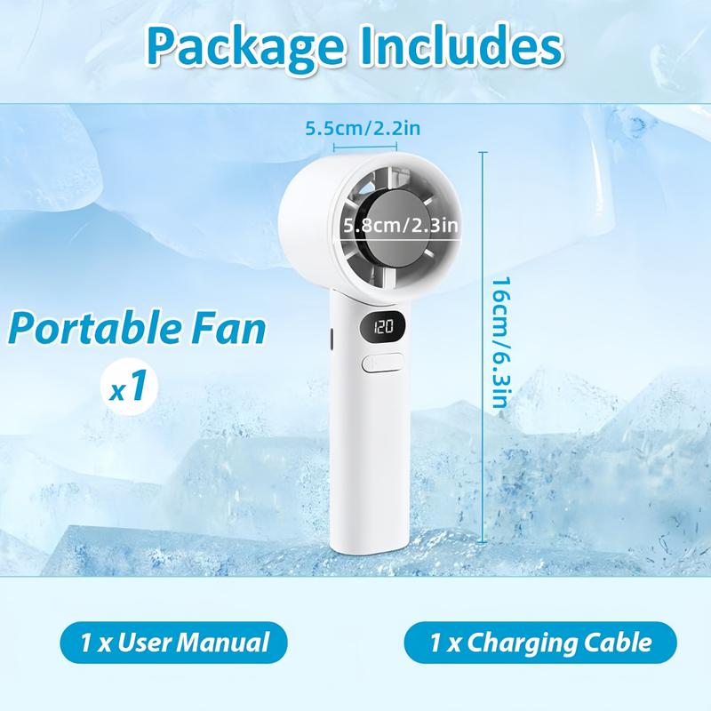 LMMAKE Handheld Turbo Fan 120 Speeds USB Rechargeable with Digital Display 1800mAh Battery Quiet Airflow for Camping Travel Home Office Compact Portable Personal Fan