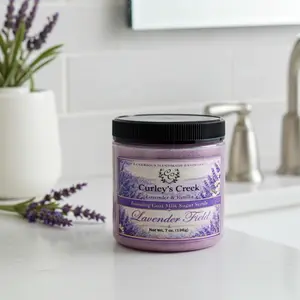 Goat Milk Foaming Sugar Scrub | Lavender Field | Natural Handmade Exfoliating Skincare | Calming Lavender | Curley's Creek®