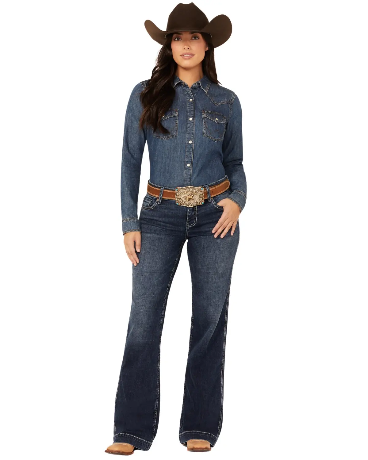 Shyanne Women's Women'S Tess Mid Rise Trouser Performance Stretch Denim - Srfa23j22-Mdw