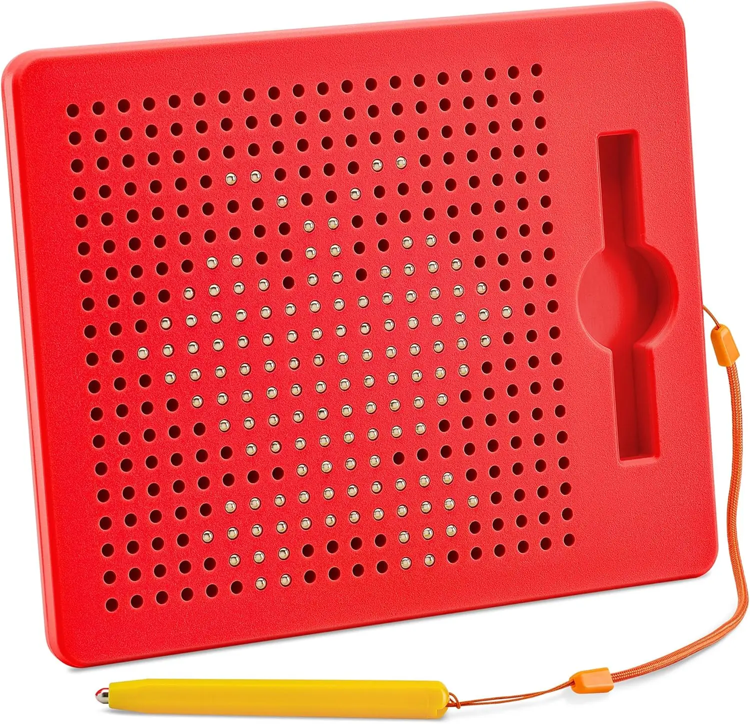 Magnetic Drawing Board for Kids & Toddlers with Beads and Magnet Stylus Pen Red Tablet Toy for Airplane & Car Ride Activities