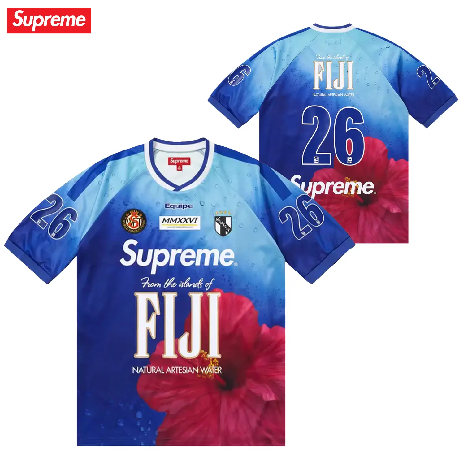 Supreme x Fiji SS26 Soccer Jersey 'Multicolor' All-Over Print Short Sleeve Sports Top Streetwear Football Shirt, Lightweight Summer Graphic Jersey