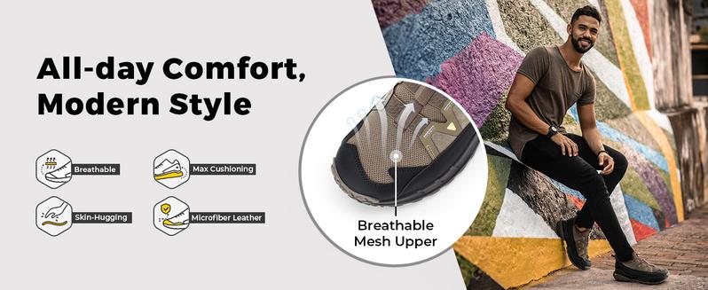 FitVille Men's Low-Top LugMax Hiking Shoes V5 outdoor run sneaker Sport Trail Running Runners Outdoorfun Fathersdaygift