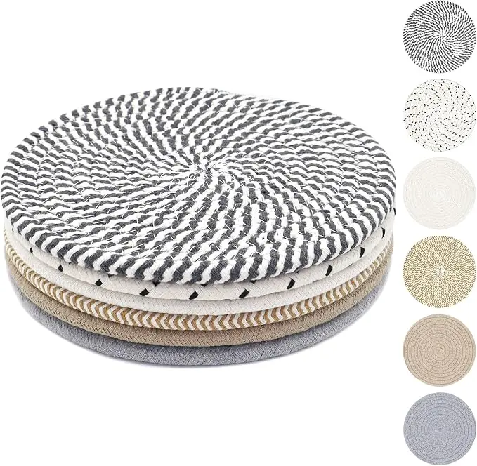 Kitchen Surface Protector Trivets - 6-Pack 8-in Heat Resistant Thick Large Coasters, Countertop Safe for Hot Pots, Pans, Durable Hand Tool Kitchen Essentials