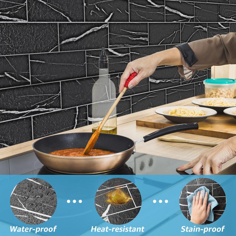 【New】Art3d 3''×6'' Peel & Stick Marble Subway Tiles – 102PCS Stick-On Wall Tile for Kitchen & Bathroom Backsplash, Fireplace Upgrade
