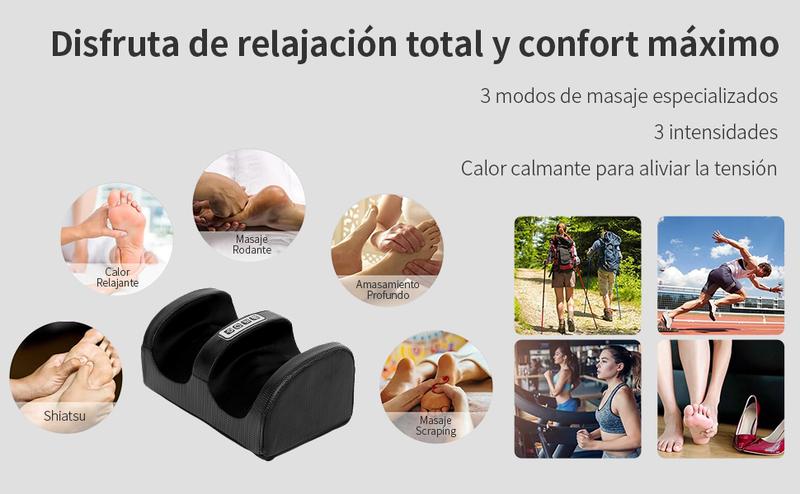 Shiatsu Foot Massager Machine with Soothing Heat Deep Kneading Therapy Enhanced Vibration Motor for Improved Blood Circulation Ideal for Home Office Use Black