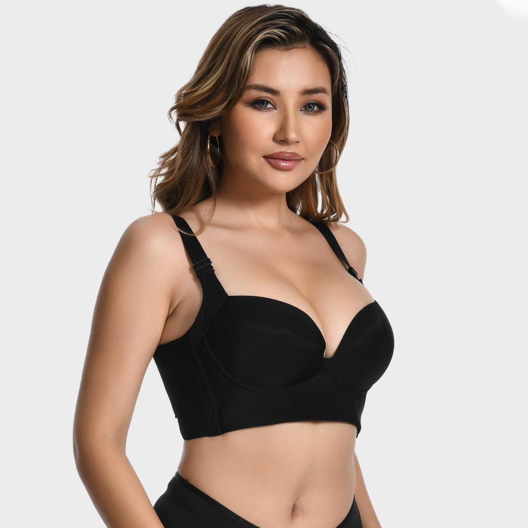 【Buy 2 Get 1 Free Gift】Cubidupi Braless Deep V Bra with Wide Straps | Wireless Seamless Design for Supportive U-Back Comfort & Sexy Shape