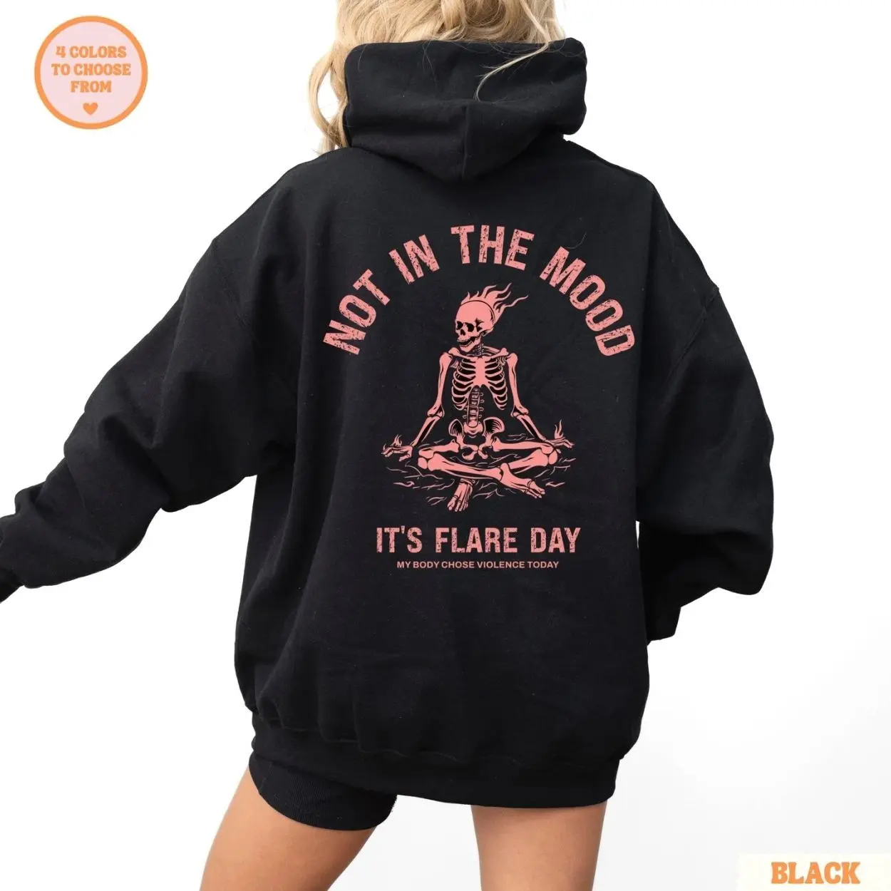 Chronic Illness Skeleton Hoodie – Spoonie Awareness Back Print Hoodie, Ehlers Danlos POTS Dysautonomia Graphic Pullover, Rare Disease Support Gift