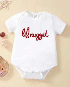 Letter Print Lil Nugget Baby Onesie, Funny Newborn Baby Bodysuit Clothes