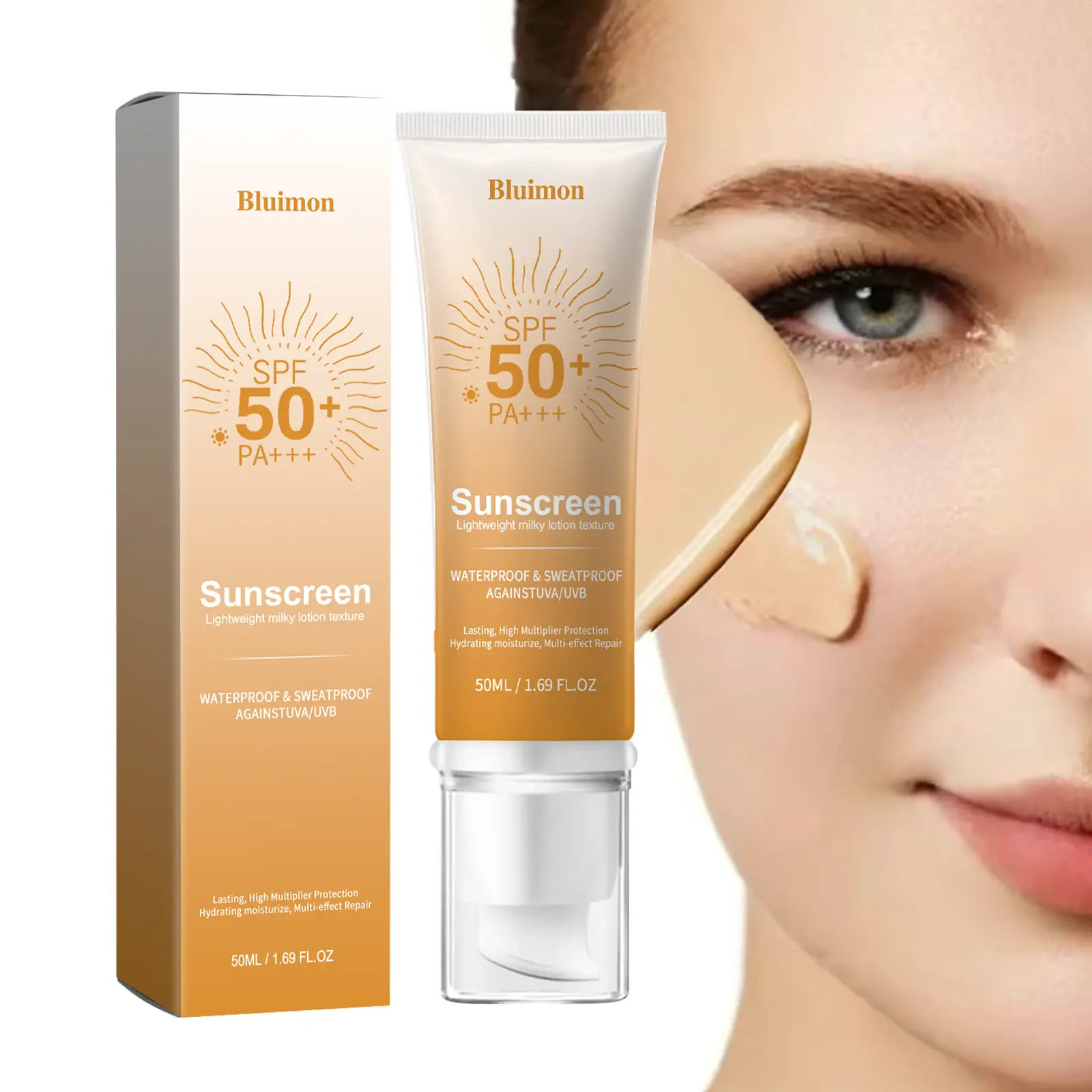 Bluimon SPF 50+ PA+++ Tinted Face Sunscreen , Lightweight Hydrating Formula, Non-Greasy Daily Sun Care