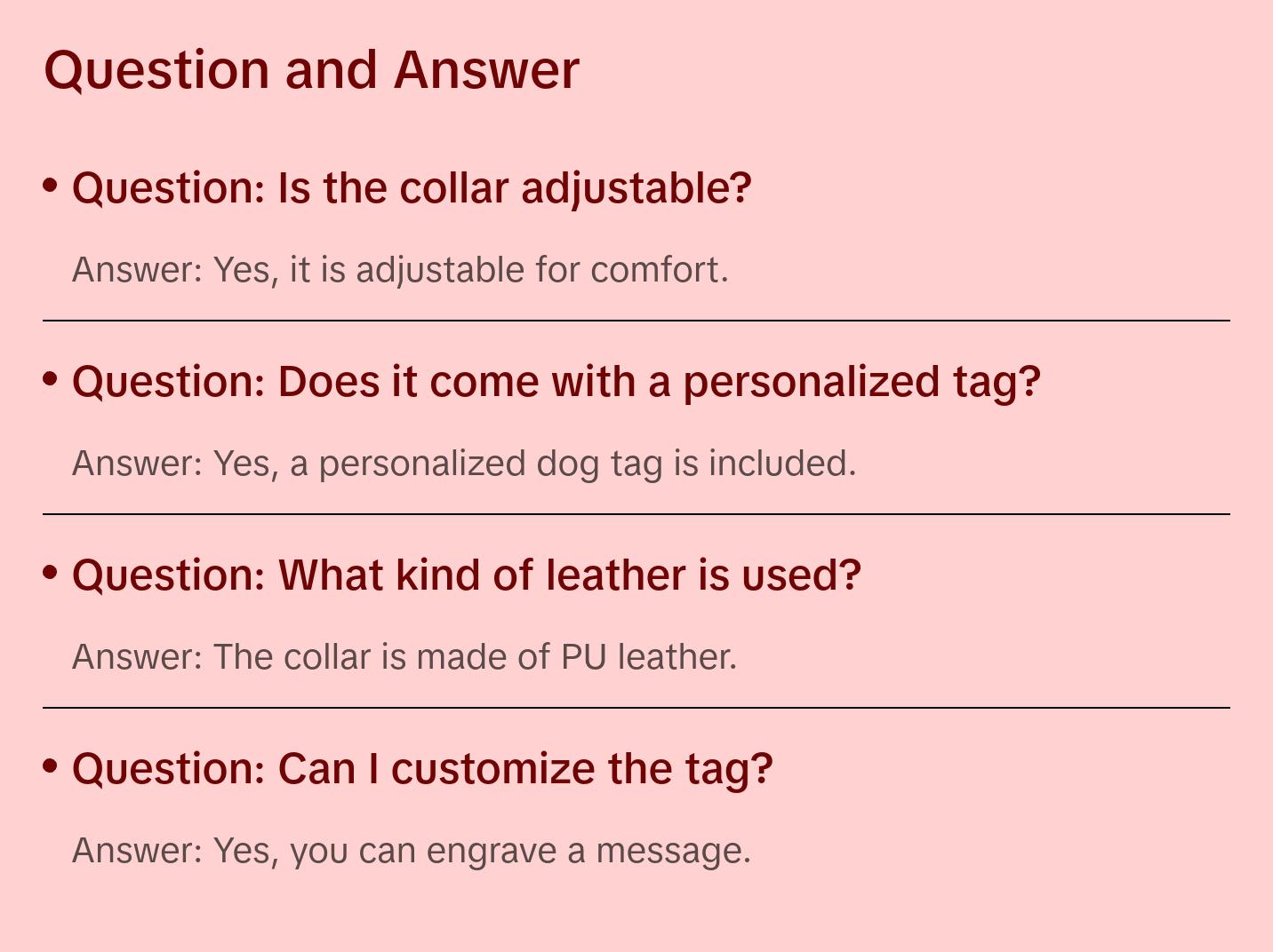 JACK Rivets Handmade PU Leather Dog Collar