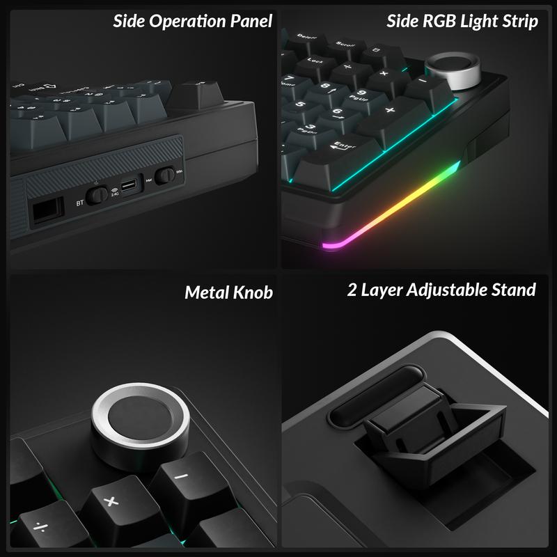 SOLAKAKA KI99 Pro Silent Wireless Mechanical Keyboard Feather Switch Hot Swappable RGB Backlit Gasket Structure Tri-Mode Gaming Keyboards BlackBlue