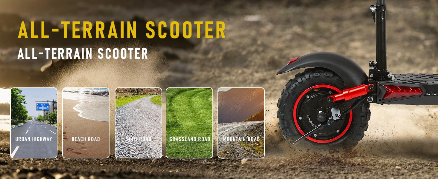 Electric scooter，34MPH，1200Wmaximum motor，34 miles of range，11-inch pneumatic tires,double suspension, maximum load capacity 330 pounds,adult commuting electric scooter Portable Folding