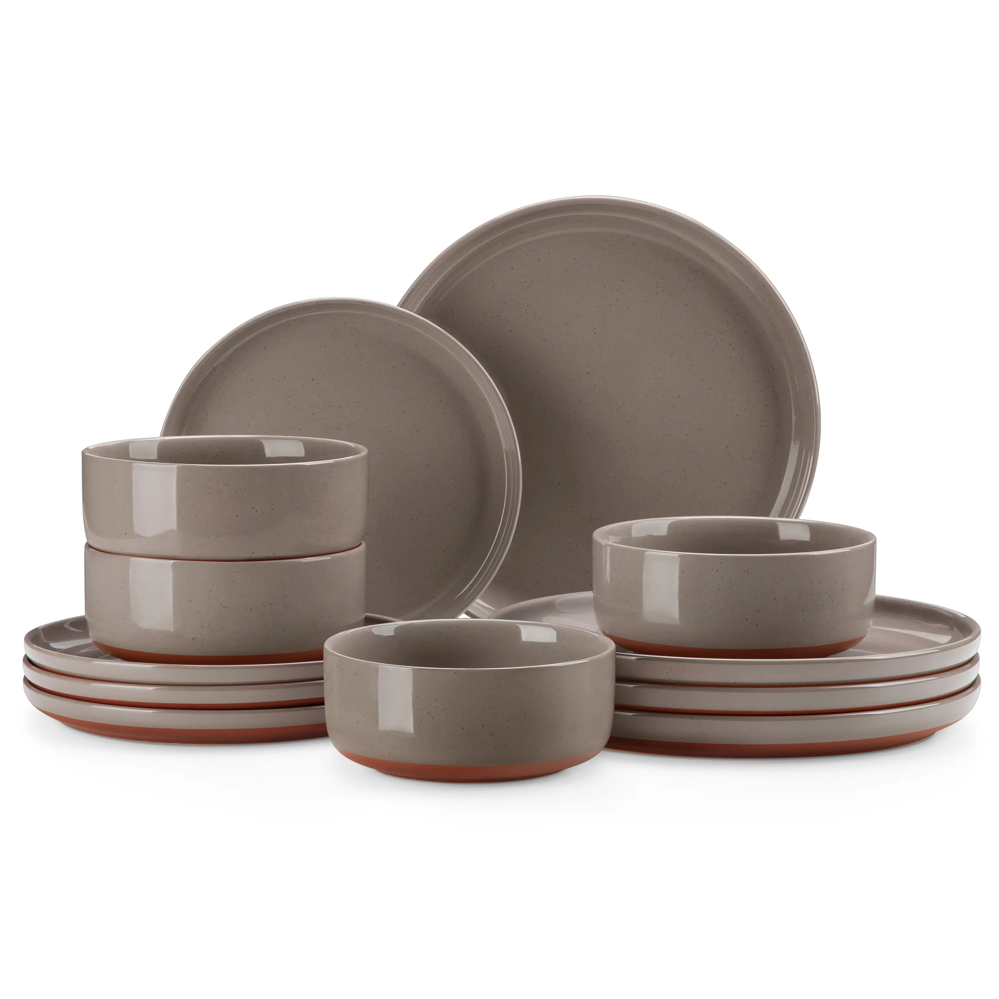 MALACASA TARA Series Aesthetic Traditional Stylish Clay Tableware Sets, 12/16/18/24-Piece Modern Ceramic Plates & Bowls for 4/6/8, Microwave & Dishwasher Safe Stoneware Pasta Dinnerware