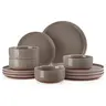 MALACASA TARA Series Stylish Traditional Tableware Sets - 12/16/18/24-Piece Ceramic Plates & Bowls for 4/6/8, 2552°F Fired Sesame Speckle Look Stoneware Household Items, 48oz Capacity, Microwave & Dishwasher Safe