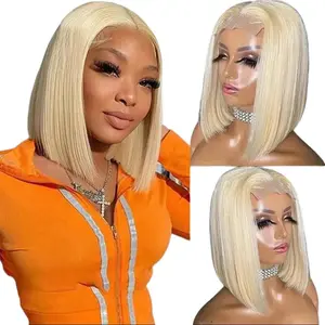 5x5 13x4 613 Color Bob Wig 613 Blonde Bob Hair Wig Human Hair Lace Frontal Wig Brazilian Straight Bob Wig Lace Front Human Hair Wig for Women Glueless Wig Real Hair Wigs