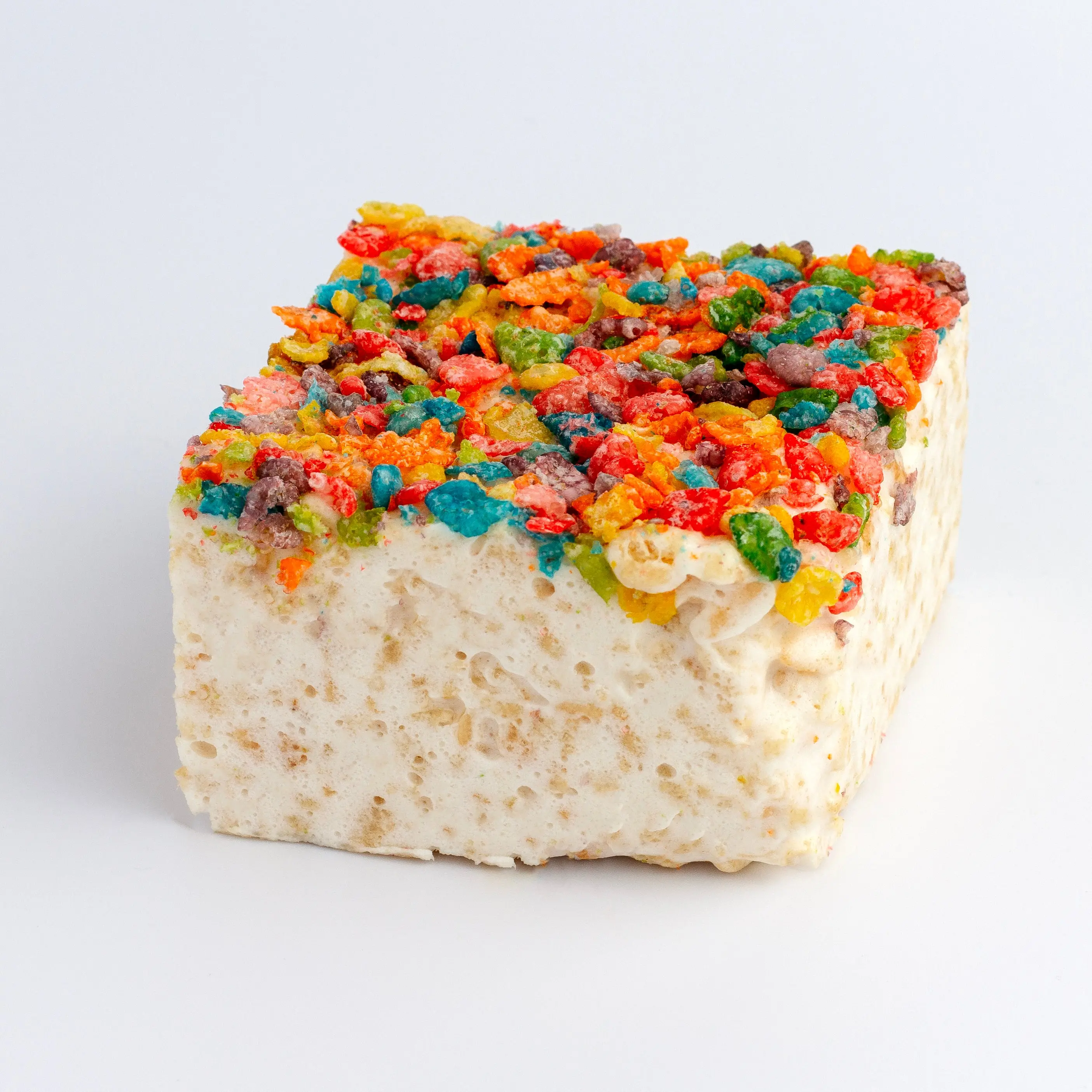 Fruity Crispies Crispycake - Soft & Gooey GIANT 3x3" Rice Crispy Treat with Fruity Pebbly Cereal Toppings