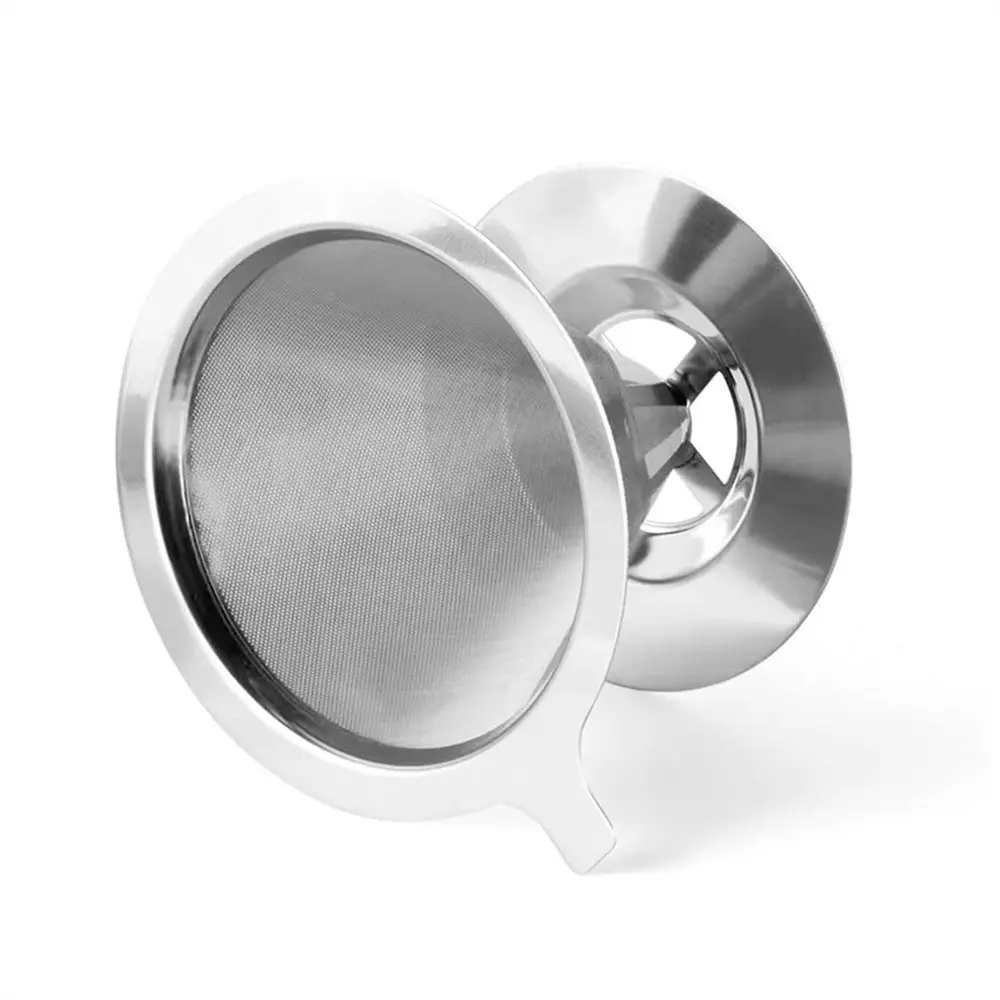 1pc 304 Stainless Steel Coffee Filter, Lightweight Reusable Filter, Ultra-Fine 600 Mesh Pour over Funnel, Easy to Clean Base, Perfect for Home Brewing, Washable Filter, Reusable Coffee Filters, Kitchenware
