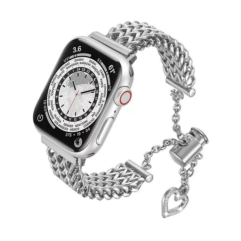 Fashion Chain Apple Watch Bands, compatible with Apple Watch 38/40/41/42/44/45/46/49mm, suitable for Apple Watch Series Ultra/SE/10/9/8/7/6/5/4/3/2/1 (only strap and not including watch and case)