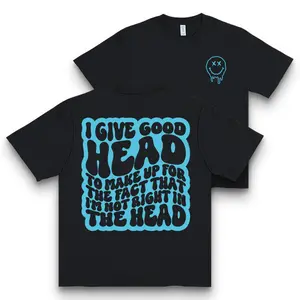 Comical Quote I Give Good Head Design Cotton T-shirt for Bold Fashion Statements and Humor Lovers