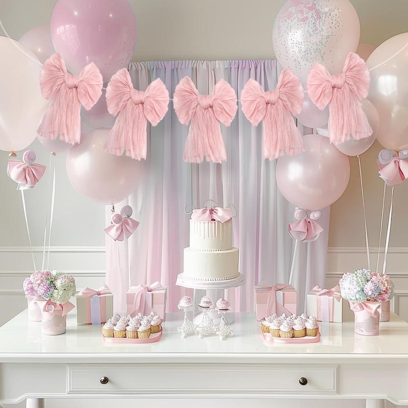 Easter Bow Garland Pastel Fluffy Tulle Satin Bow Banner Bunny Ear Plaid Pink Bow Garland Cute Hanging Wreath Garland for Mantle Fireplace Wall Door Mantel Decor, Spring Indoor Outdoor Home Table Backdrop Easter Decor 2026 Festive Party Supplies & Gifts