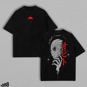 Obito Uchihaa Washed Tee – Unisex Oversize Anime T-Shirt