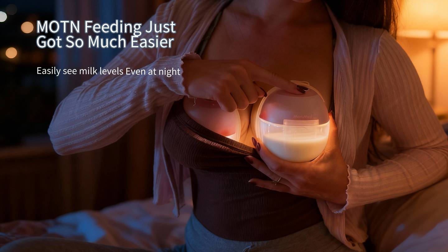 MomMed S33 Luma Built-In Night Light & Pain-Free Breast Pump For Night Pumping,Wearable Breast Pump, Electirc Portable Breast Pump, Breastfeeding Pump with 4 Modes & 9 Levels, 17/19/21mm Flange Inserts Babypump