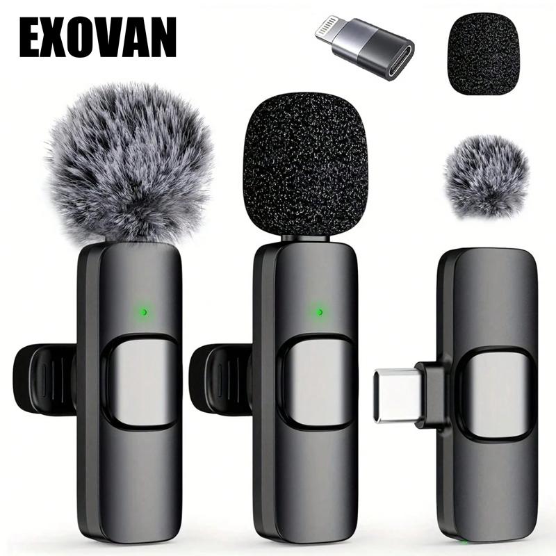Wireless mini Microphone for iPhone/Smartphone, 2 Mini Lapel Microphones with Clearer Audio for Video Recording, Interview, Vlog，Noise Reduction Device Noise Cancellation Stereo Wireless vlogging  tools handheld high quality audio
