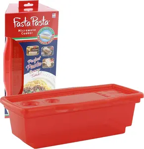 Microwave Pasta Cooker- The Original Fasta Pasta (Red) No Mess, Sticking or Waiting For Boil- Perfect Al Dente Every Time- for Dorms, Small Kitchens, or Offices