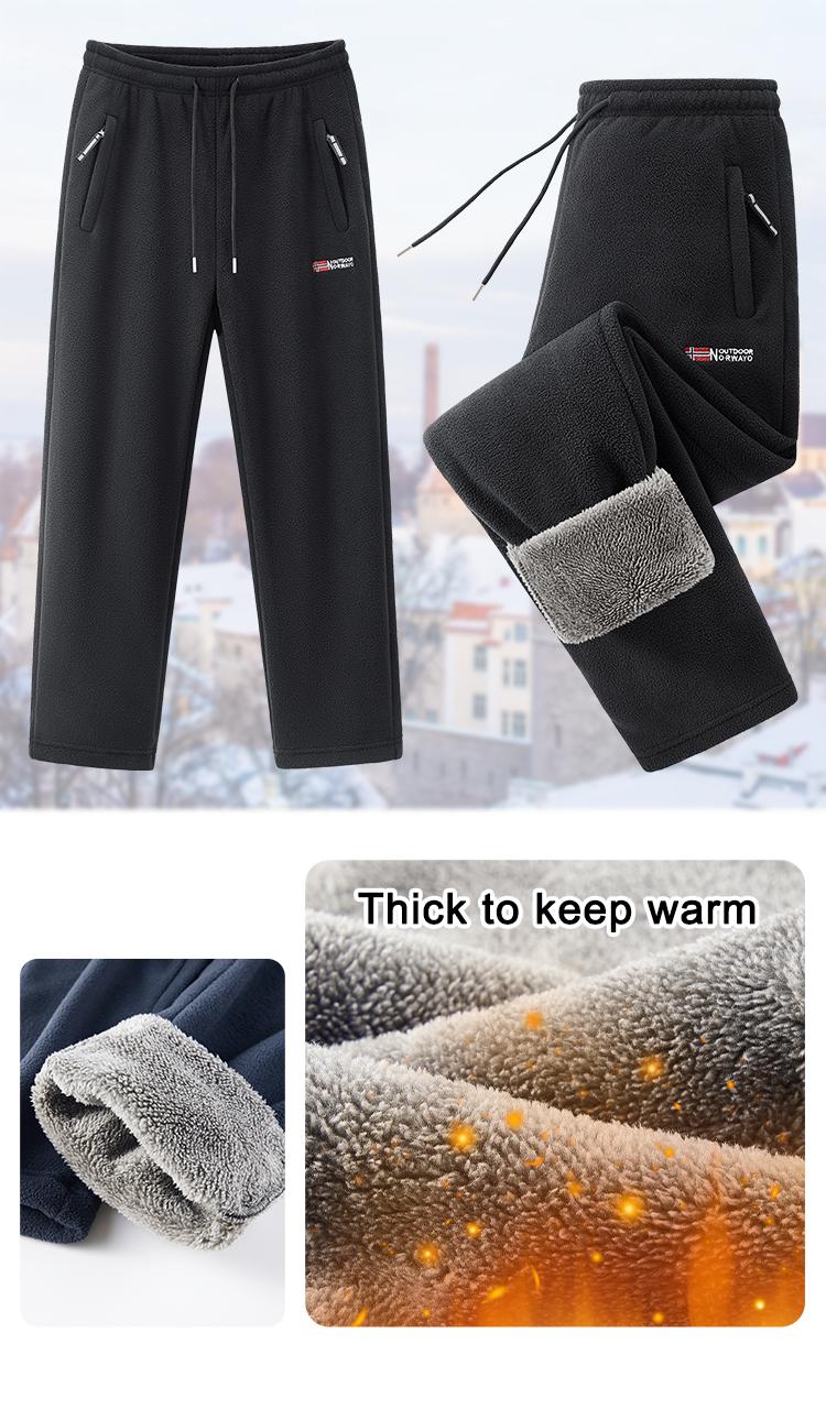 Men's Casual Fleece-Lined Straight-Leg Long Sweatpants