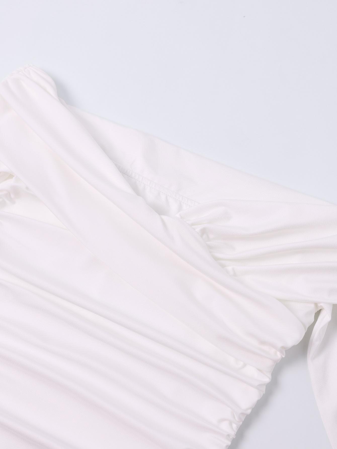 Off-Shoulder Backless Twist-Front Ruched Bell Sleeve Dress Fashionable Sweet Date Everyday Party Dress