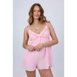 Grey Bandit Women's Pink Bria Romper, Women's Overalls Set