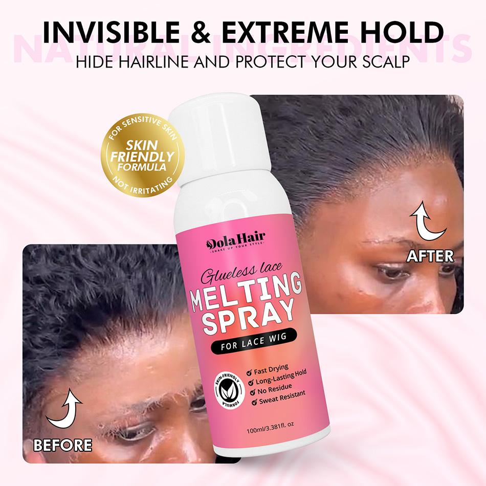 Dolahair Lace Melting & Holding Spray Glueless Hair Adhesive for Wigs Glueless Install Lace Front Wig Spray Wig Melting Bnad Haircare Gentle on Skin