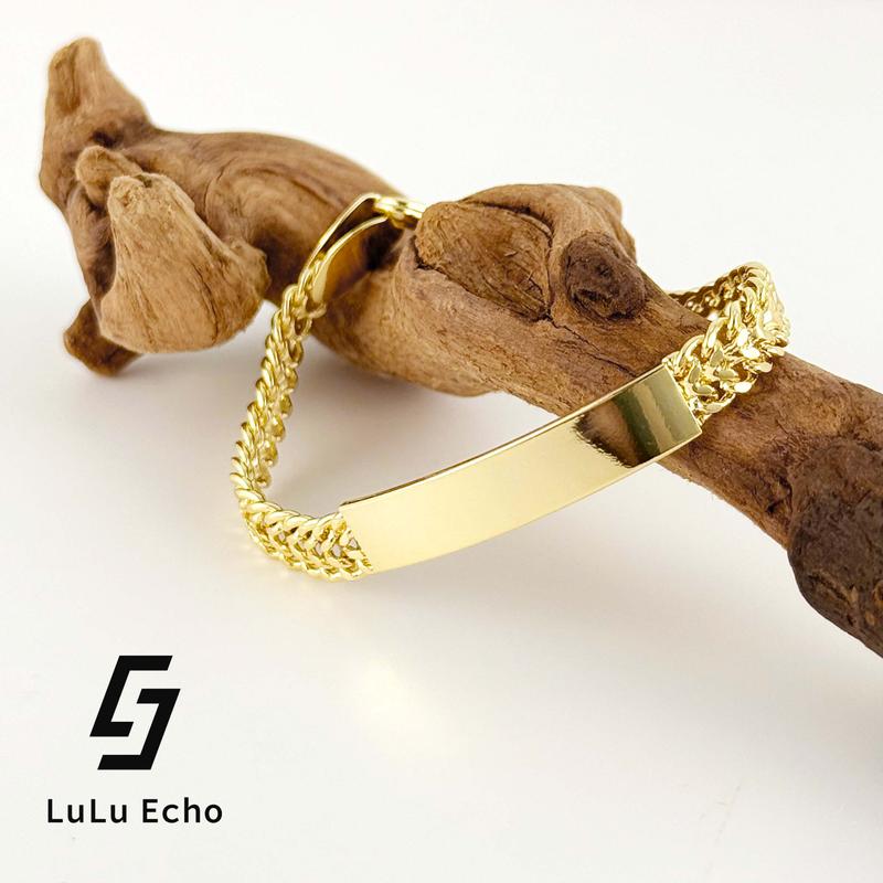 LuLuEcho 14K Gold Plated 6mm Mesh Chain Link Bracelet | Bracelets For Women Gift
