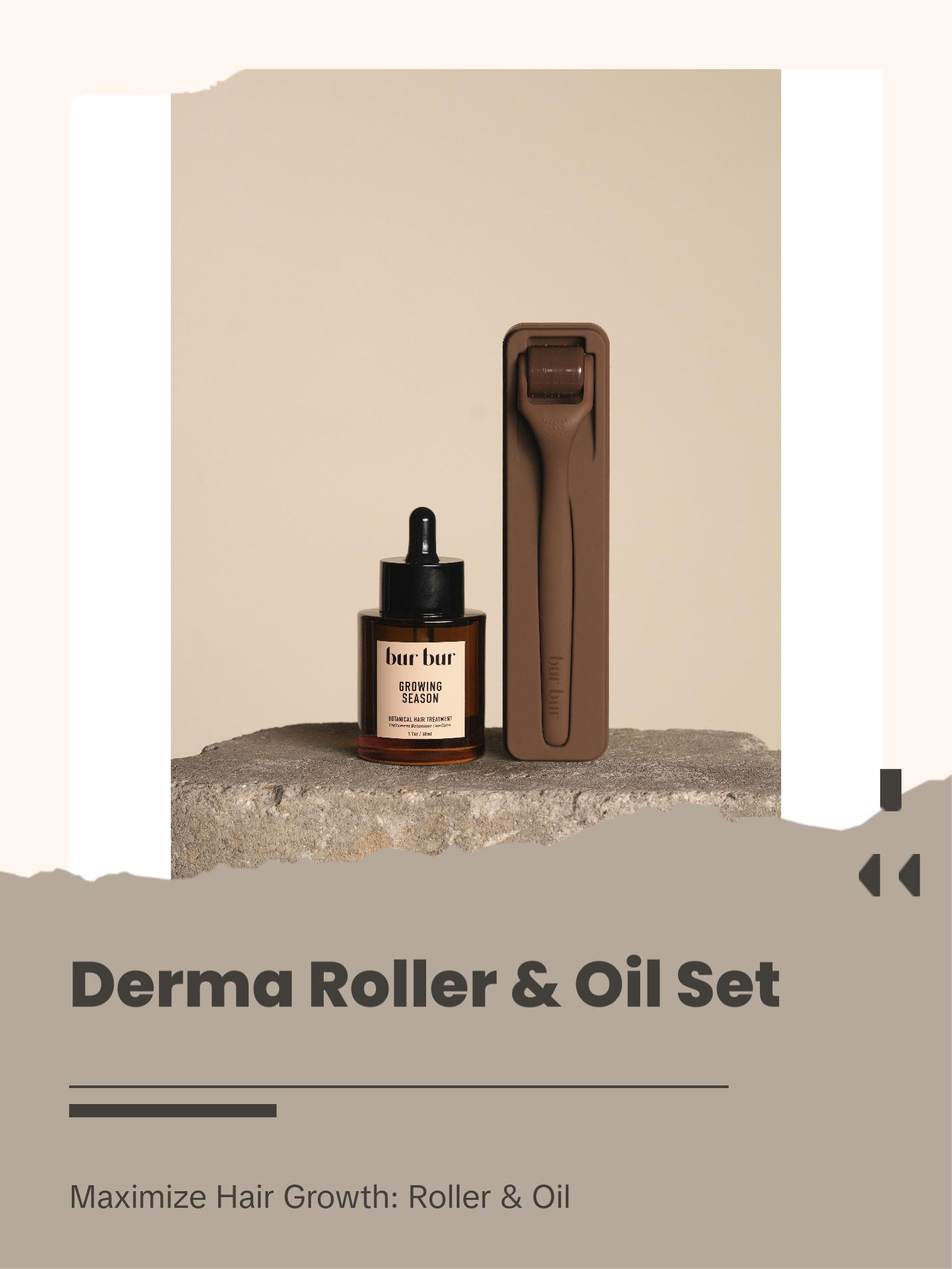 Bur Bur Growing Season Derma Roller & Botanical Hair Treatment Bundle