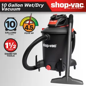 The Shop-Vac® 10-Gallon* 4.5 Peak HP** Wet/Dry Vacuum