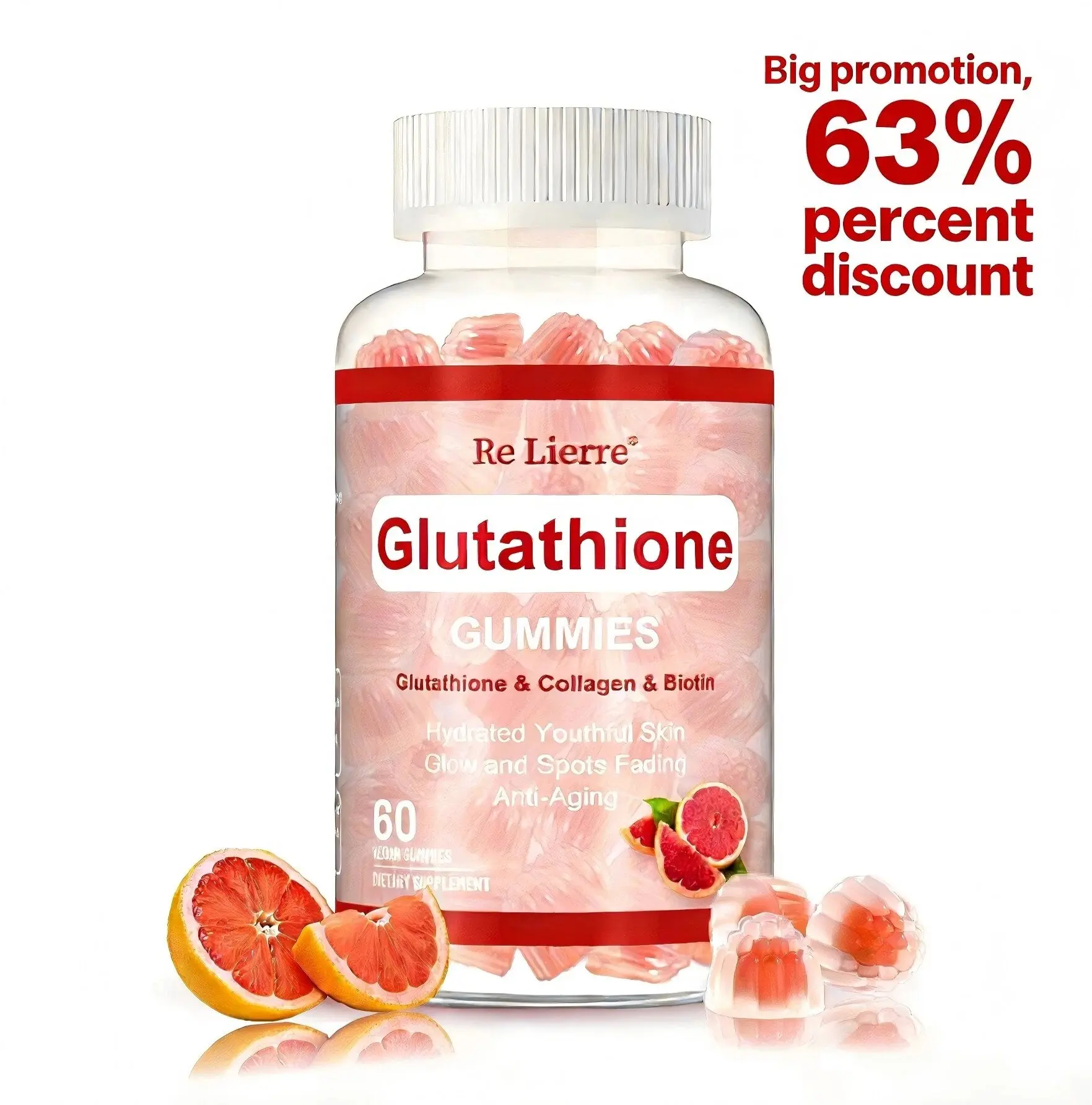 RE LIERRE Glutathione & Collagen Gummies 2500mg for Anti-Aging & Bone  Health Vegan 60 Gummies 23 Calorie Serving Brighten Hydrate Firm Skin -  TikTok Shop